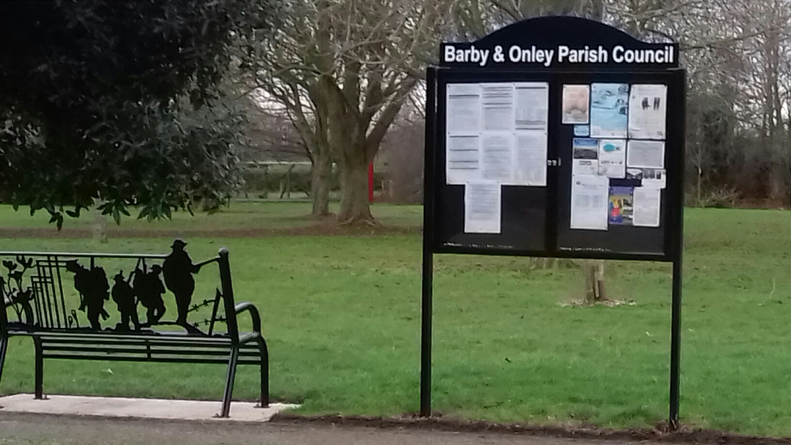 Memorial Bench and New Notice Board at Onley February 2019