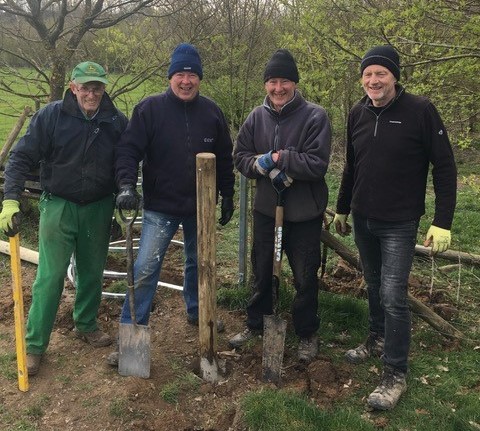 Bob Wilson, Howard Smith, Steve Hamp and Wayne Foster improving access to Camps Copse Spring 2021