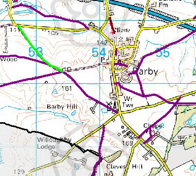 Map of Barby & Onley